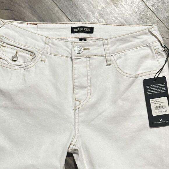 NWT True Religion World Tour Flare Mid Rise Capri Jeans White‎ Women’s Size 28 - Picture 8 of 8